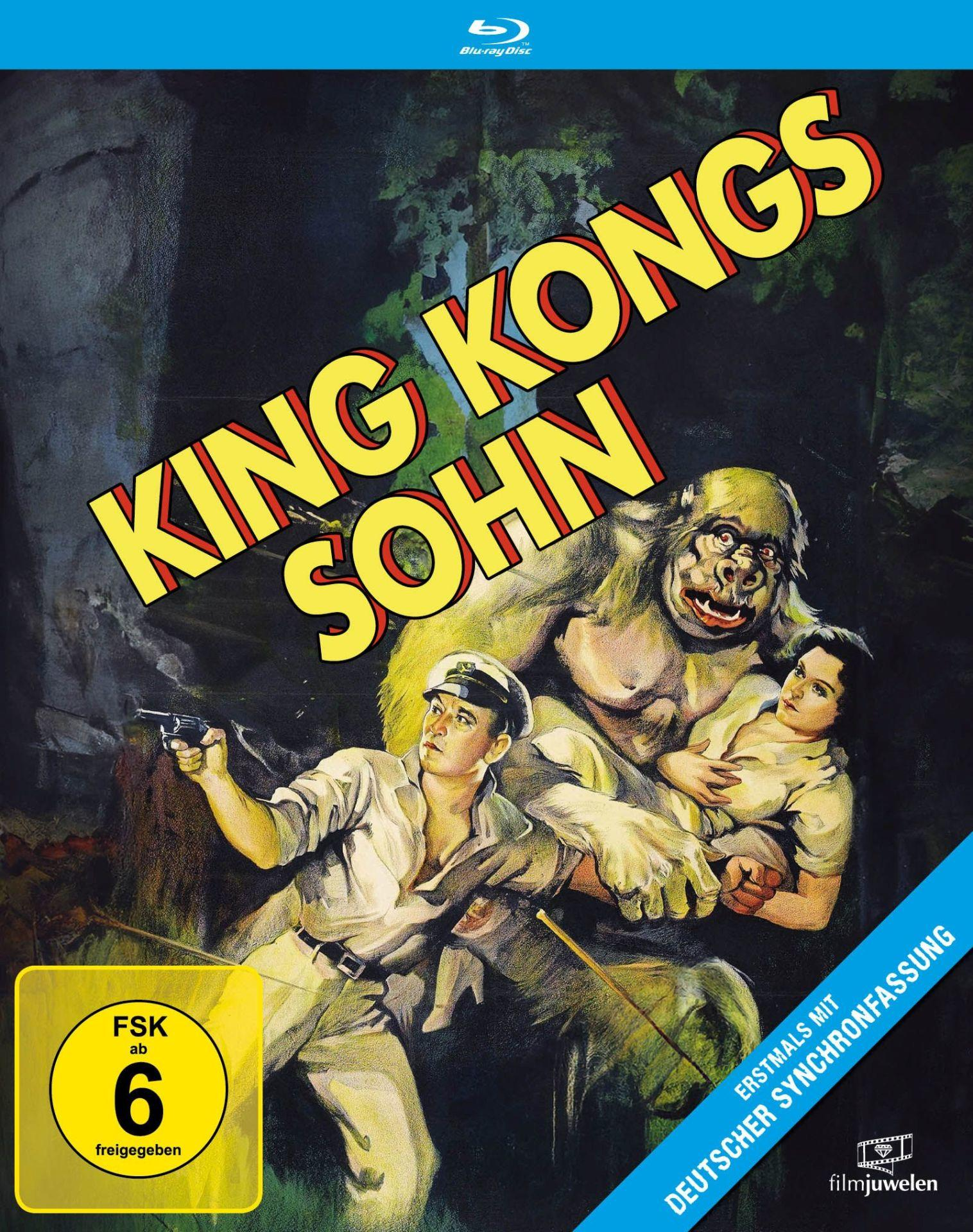 Filmposter mit Mann, Frau und Gorilla. Titel: King Kongs Sohn.