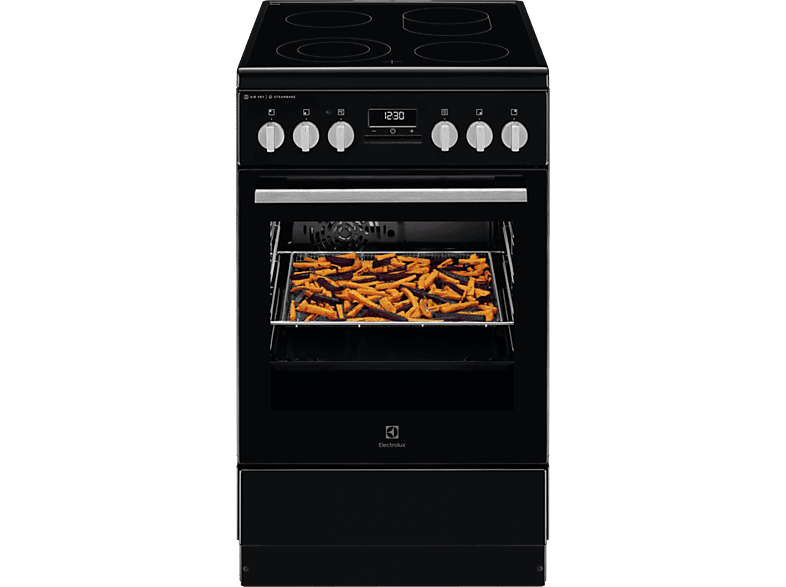 ELECTROLUX LKR564275K Kerámia tűzhely, SteamBake, AirFry, Multi 9, 57 l, sütővilágítás, teleszkópos sütősín, grill, katalitikus, digitális programóra