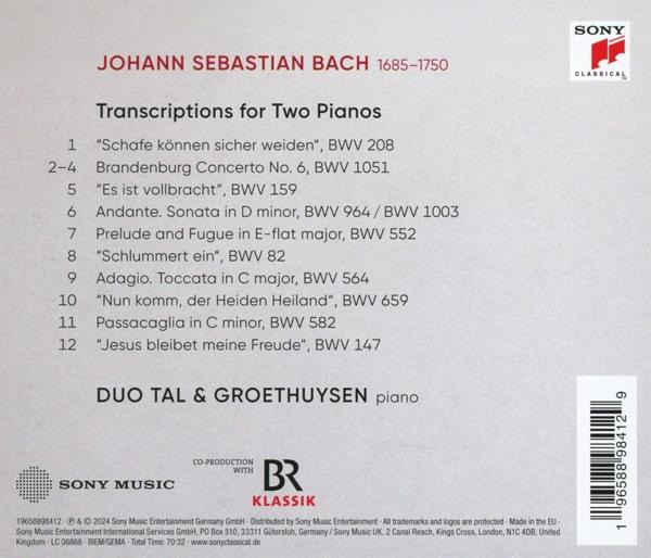CD-Rückseite. Text: Transkriptionen für zwei Klaviere. Duo Tal & Groethuysen Klavier.