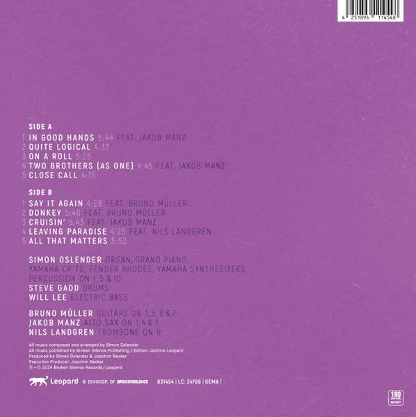 Albumcover mit Text und Trackliste. Zeigt Bandmitglieder und Studioinformationen.