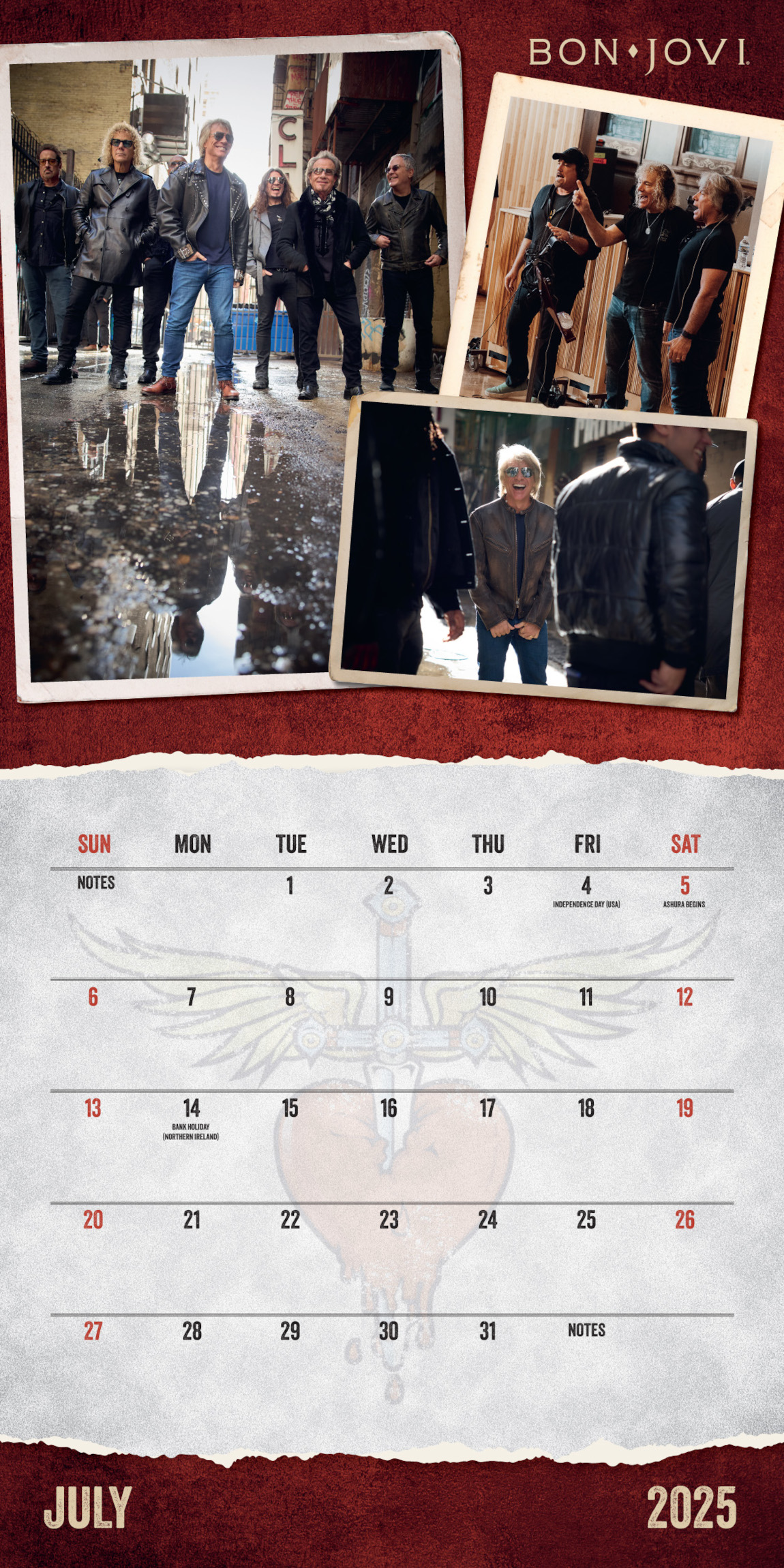Bon Jovi - Official 2025 Calendar - négyzet alakú naptár
