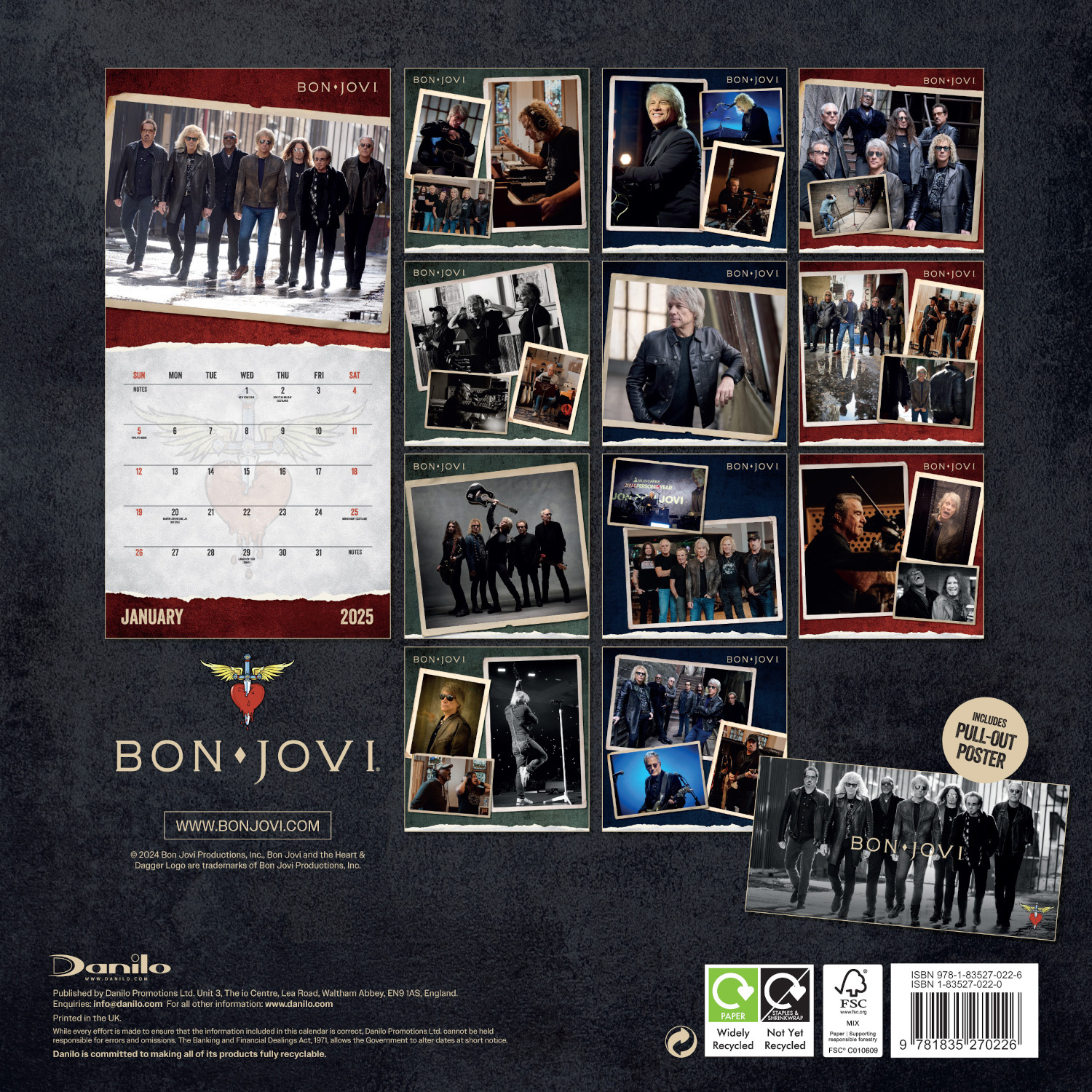 Bon Jovi - Official 2025 Calendar - négyzet alakú naptár