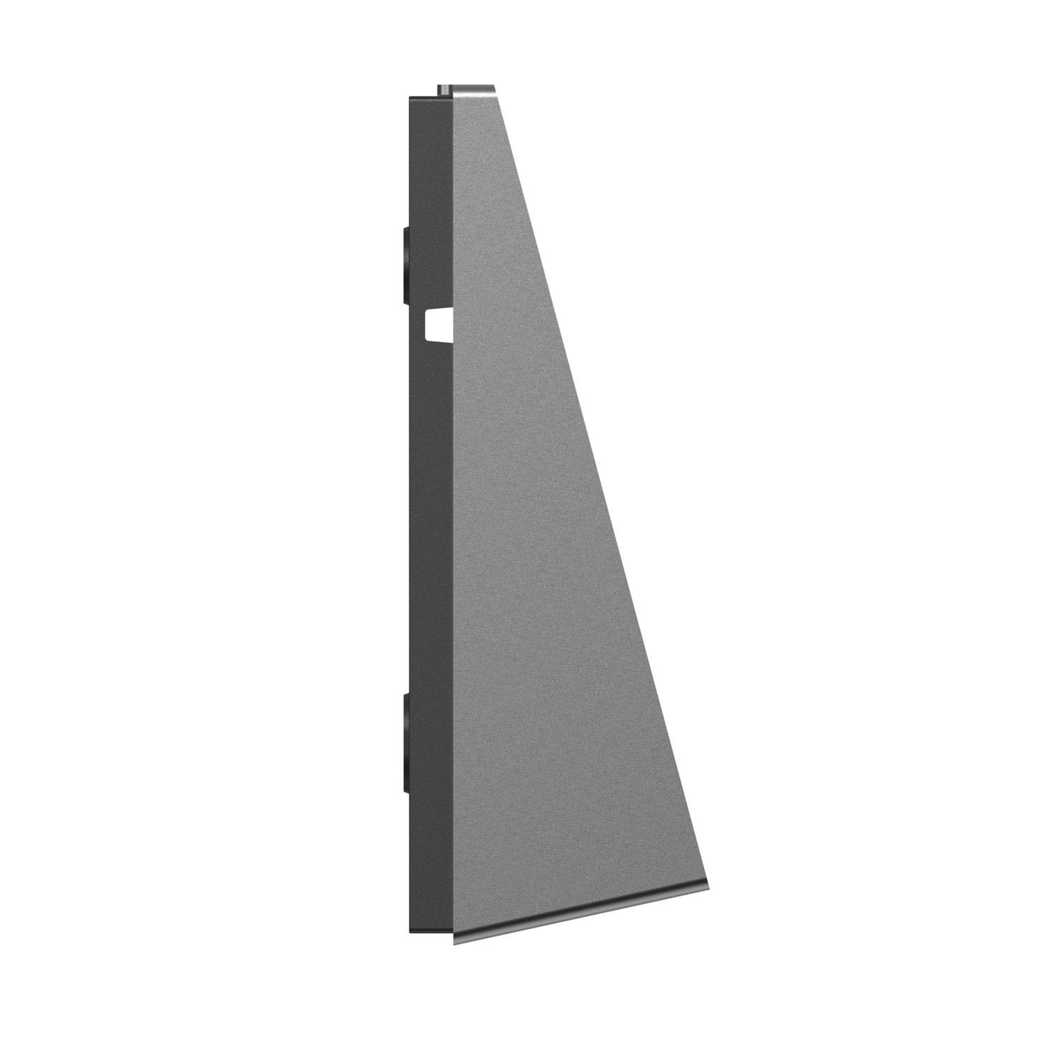 A grey, angled wall panel, likely for a building's exterior, with a textured surface.