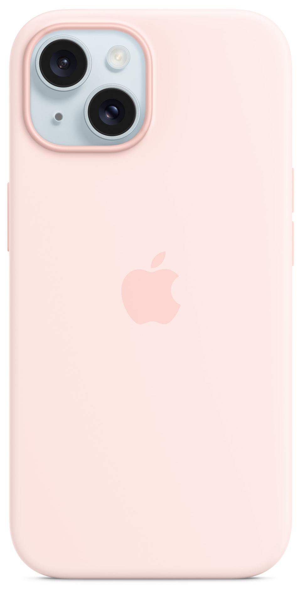 Rózsaszín telefontok Apple logóval és kameramodullal.