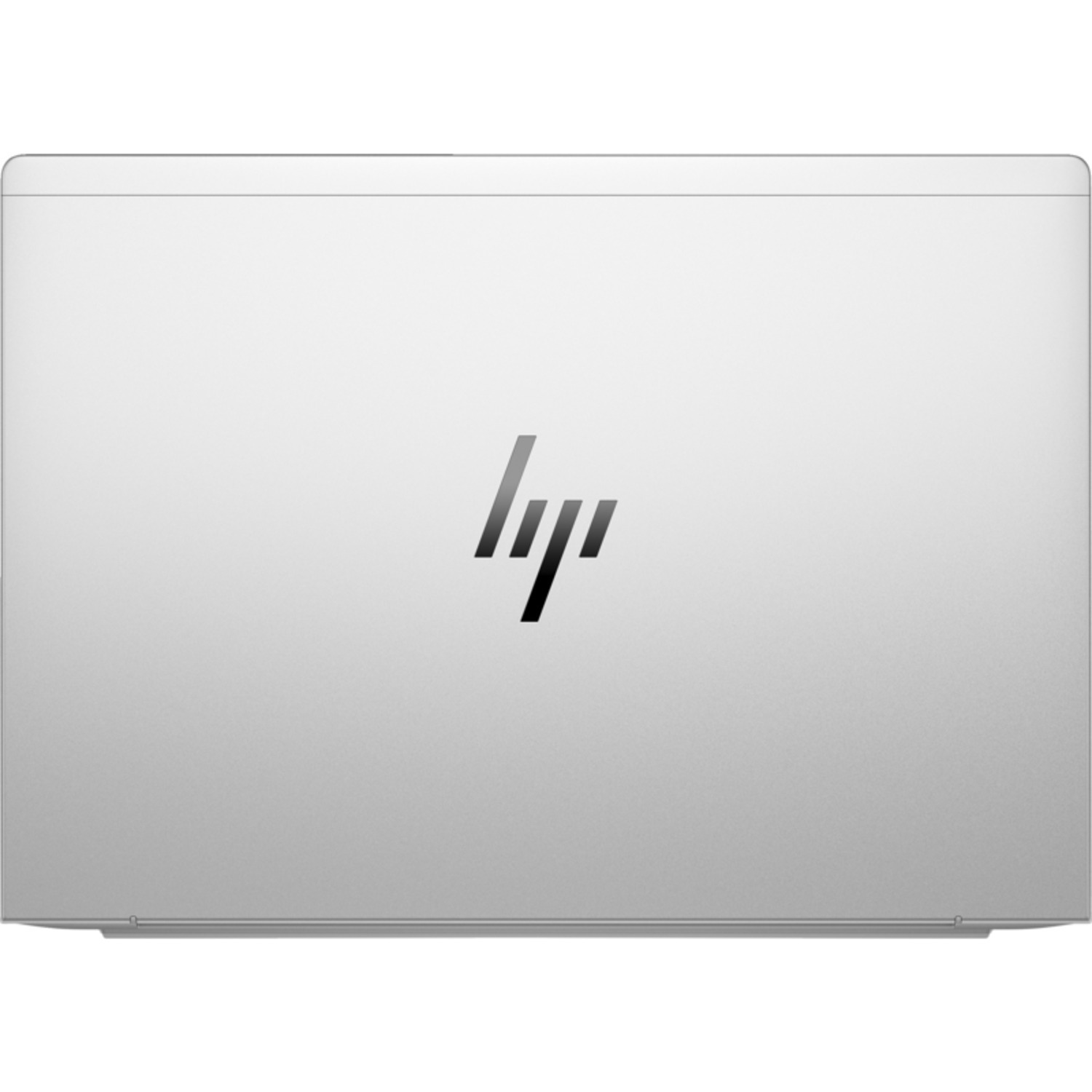 Couvercle d'ordinateur portable argenté avec logo HP, fond blanc épuré.