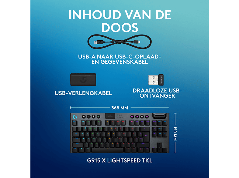 LOGITECH G G915X Lightspeed TKL Draadloos Gamingtoetsenbord Zwart