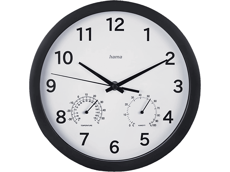 HAMA 185868 Wanduhr Malta, Schwarz