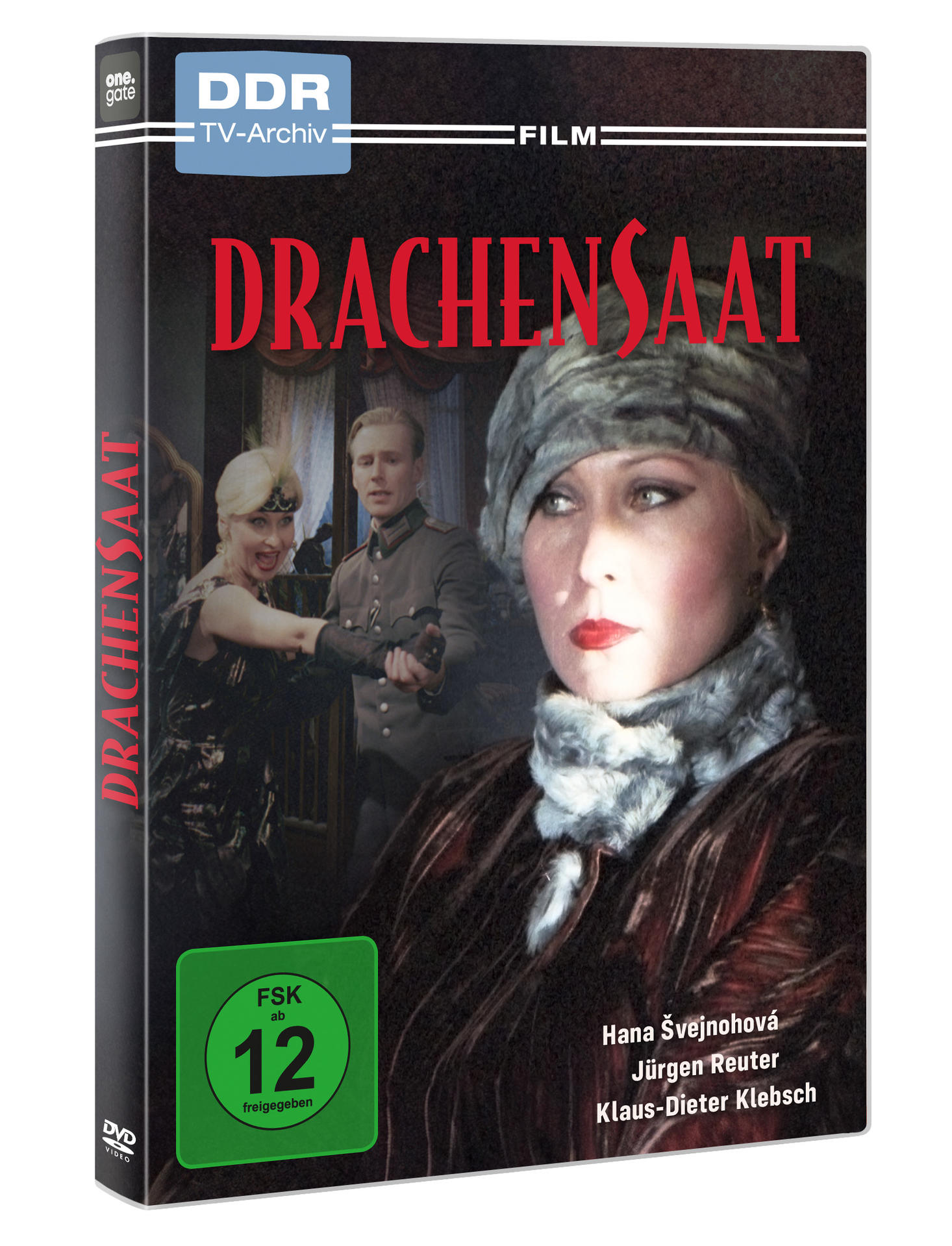DVD-Cover des Films Drachensaat, mit Schauspielern, einer Frau mit Pelzmütze und Text.