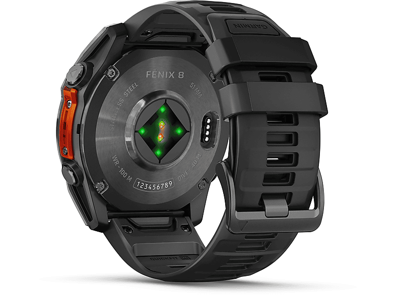 Garmin fenix® 8 - 51 mm Amoled Smartwatch Edelstahl Silikon, 26 mm, Schwarz — Foto 4 von 5