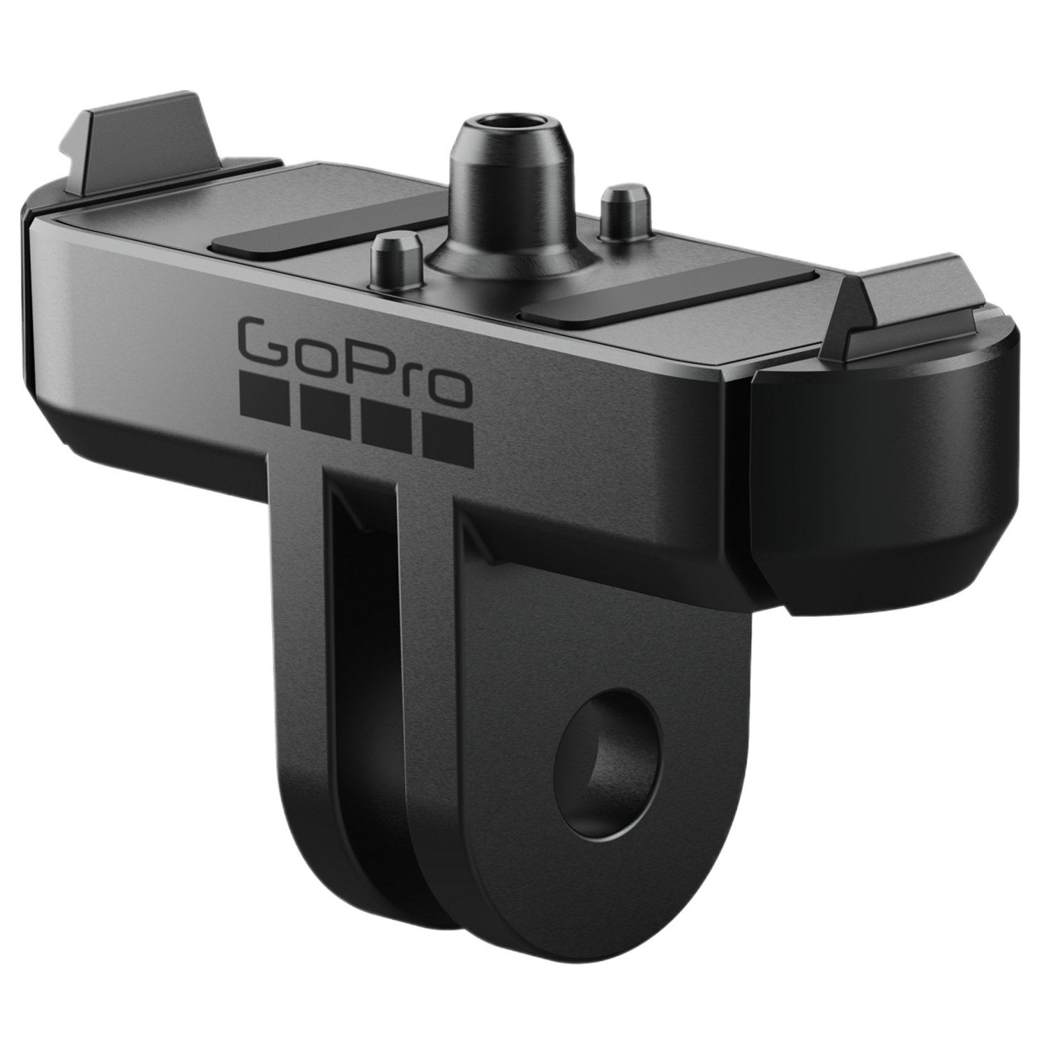 Accessoire de montage GoPro. Noir, avec le logo GoPro. Comprend des points de montage et un connecteur.