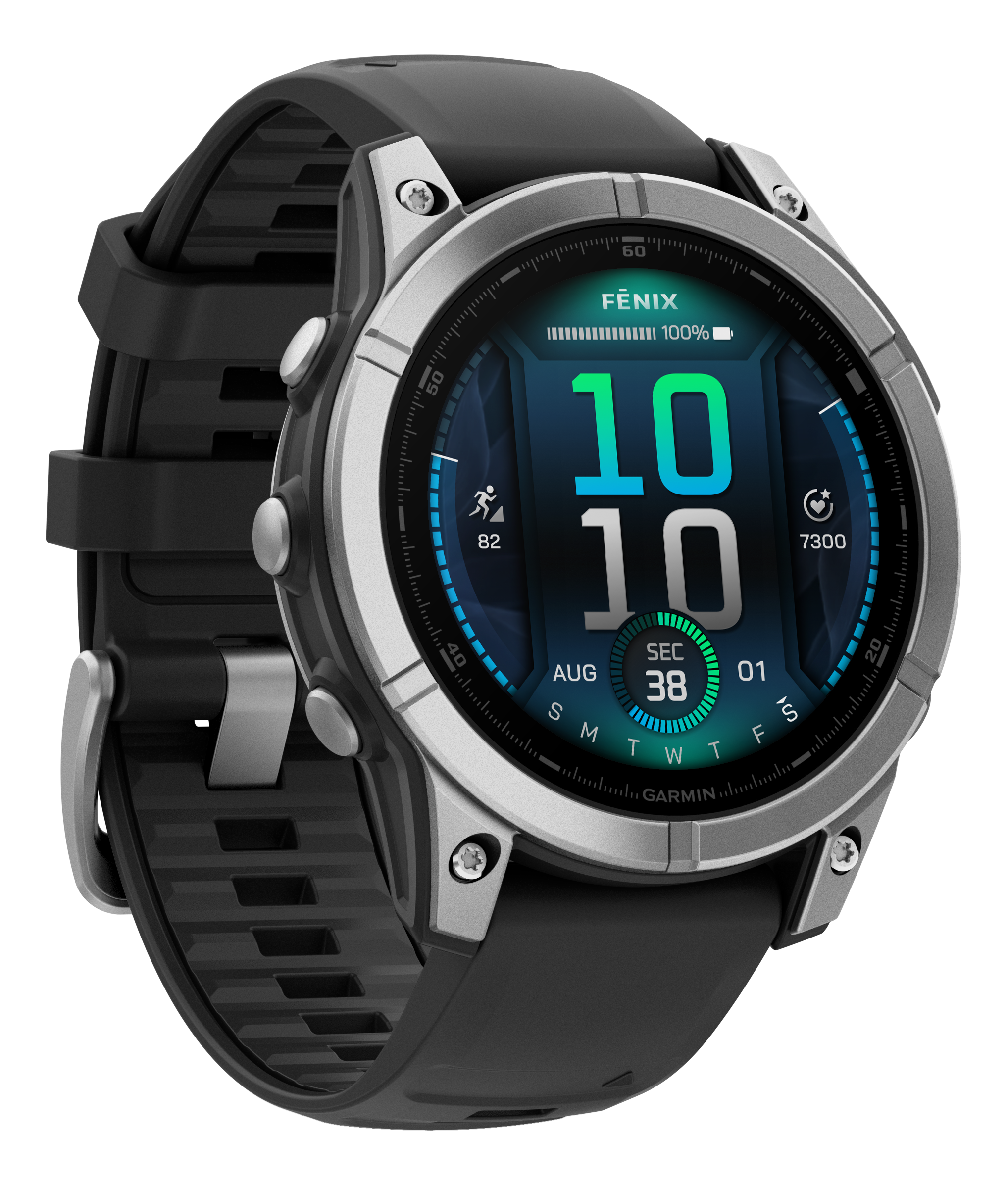 GARMIN fēnix E (47 mm) Multisport-Smartwatch Faserverstärktes Polymer mit Metallgehäuse hinten Silikon, 125 - 208 mm, Schwarz/Silber