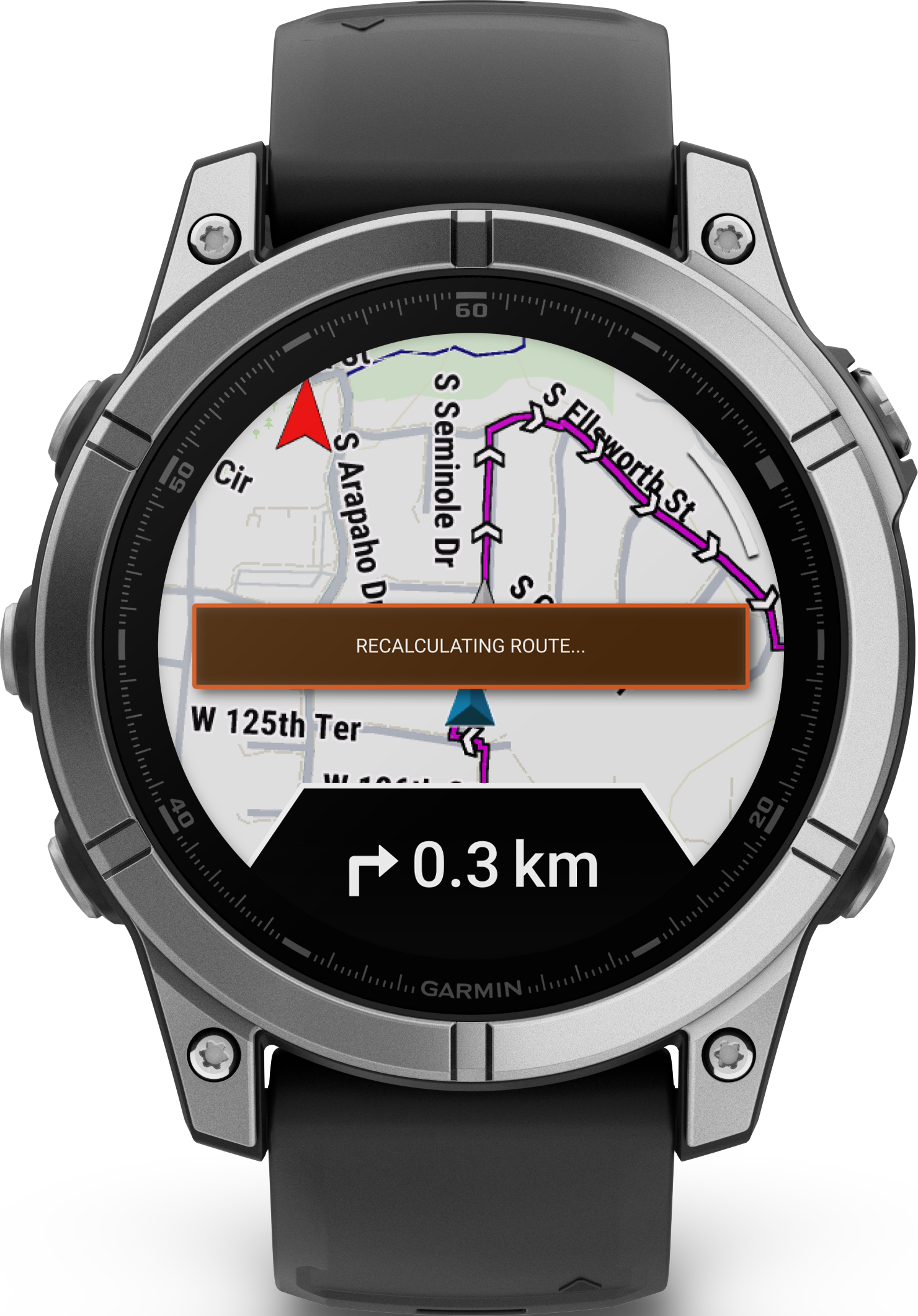 GARMIN fēnix E (47 mm) Multisport-Smartwatch Faserverstärktes Polymer mit Metallgehäuse hinten Silikon, 125 - 208 mm, Schwarz/Silber