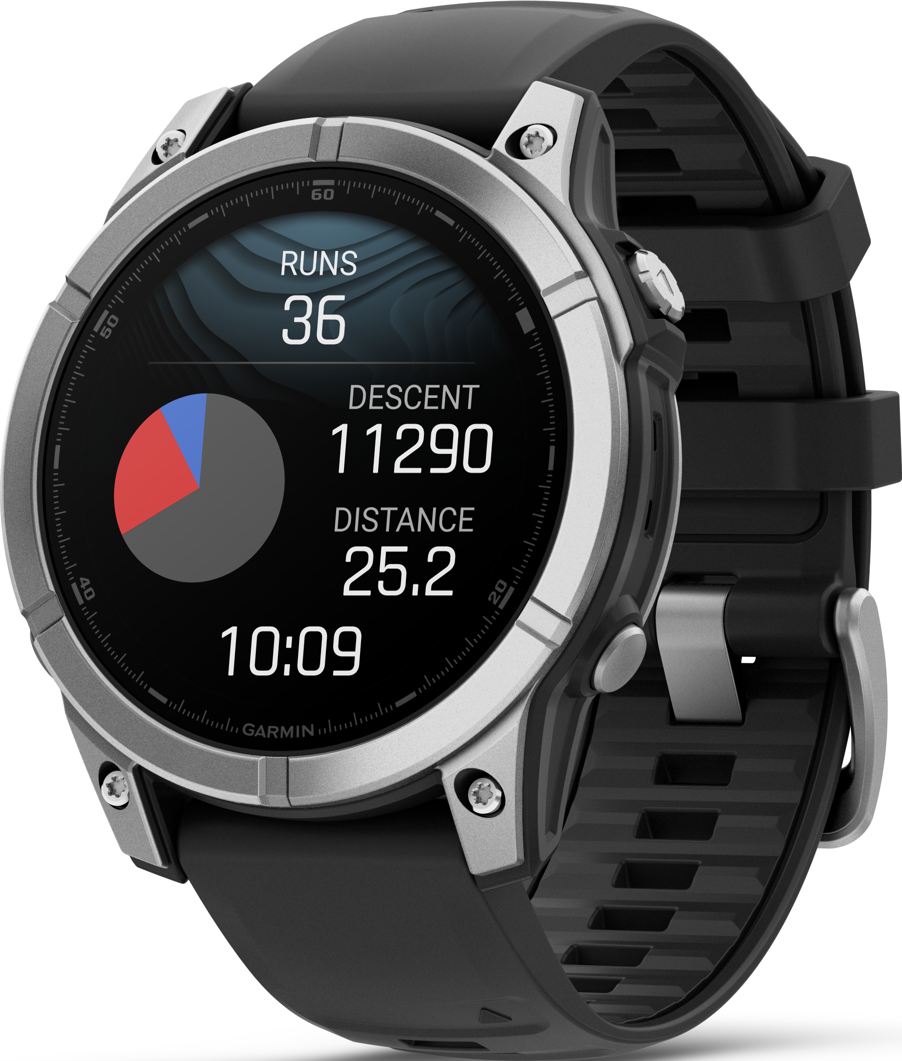 GARMIN fēnix E (47 mm) Multisport-Smartwatch Faserverstärktes Polymer mit Metallgehäuse hinten Silikon, 125 - 208 mm, Schwarz/Silber