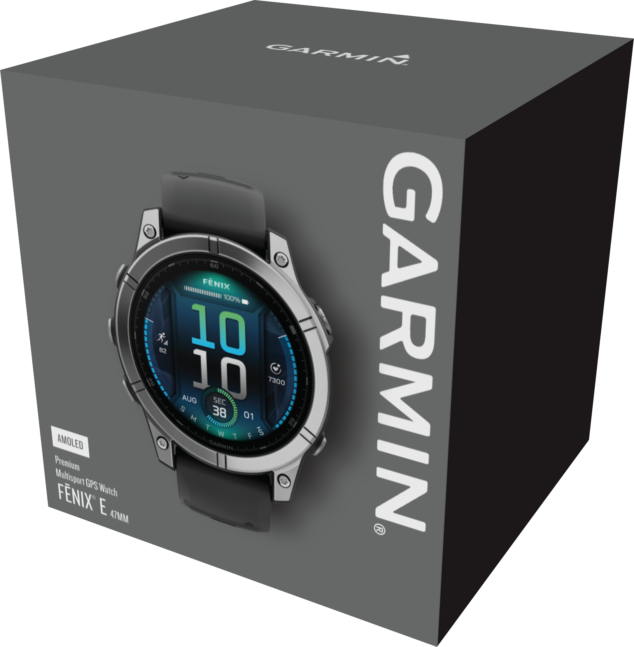 GARMIN fēnix E (47 mm) Multisport-Smartwatch Faserverstärktes Polymer mit Metallgehäuse hinten Silikon, 125 - 208 mm, Schwarz/Silber
