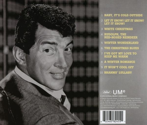 Porträt von Dean Martin mit Songliste für ein Weihnachtsalbum.