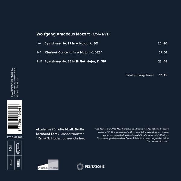 CD-Cover von Wolfgang Amadeus Mozarts Musik. Text und Noten sind abgebildet.