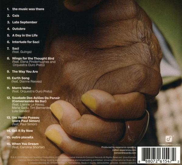 CD-Cover mit einer Hand, die die CD hält. Text mit Songtiteln und Credits auf der Rückseite.