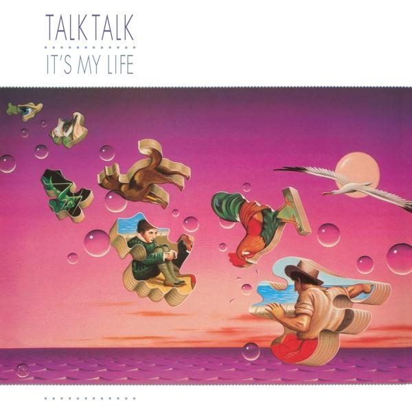 Albumcover mit abstrakten Puzzleteilen, einer Möwe und Text auf einem rosa-lila Himmel.