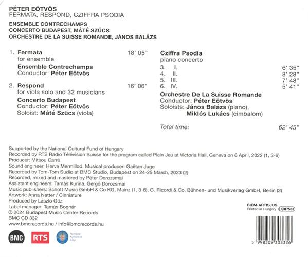 Rückseite der CD-Hülle, Auflistung der Musiktitel, Interpreten und andere Informationen.