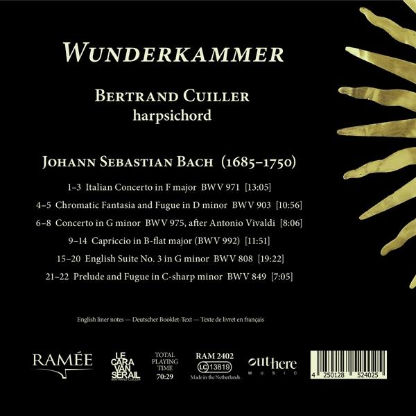 Albumcover mit Text. Listet ein Cembalostück von Bach auf.