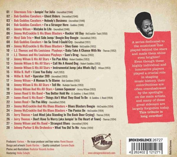 Rückseite einer CD mit einer Liste von Songs und einem Bild eines Mannes.