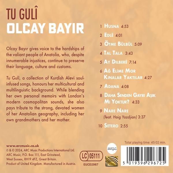 CD-Cover mit Text und Barcode, mit Olcay Bayir.