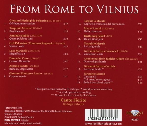 CD-Cover mit Trackliste und Barcode, mit Canto Fiorito.