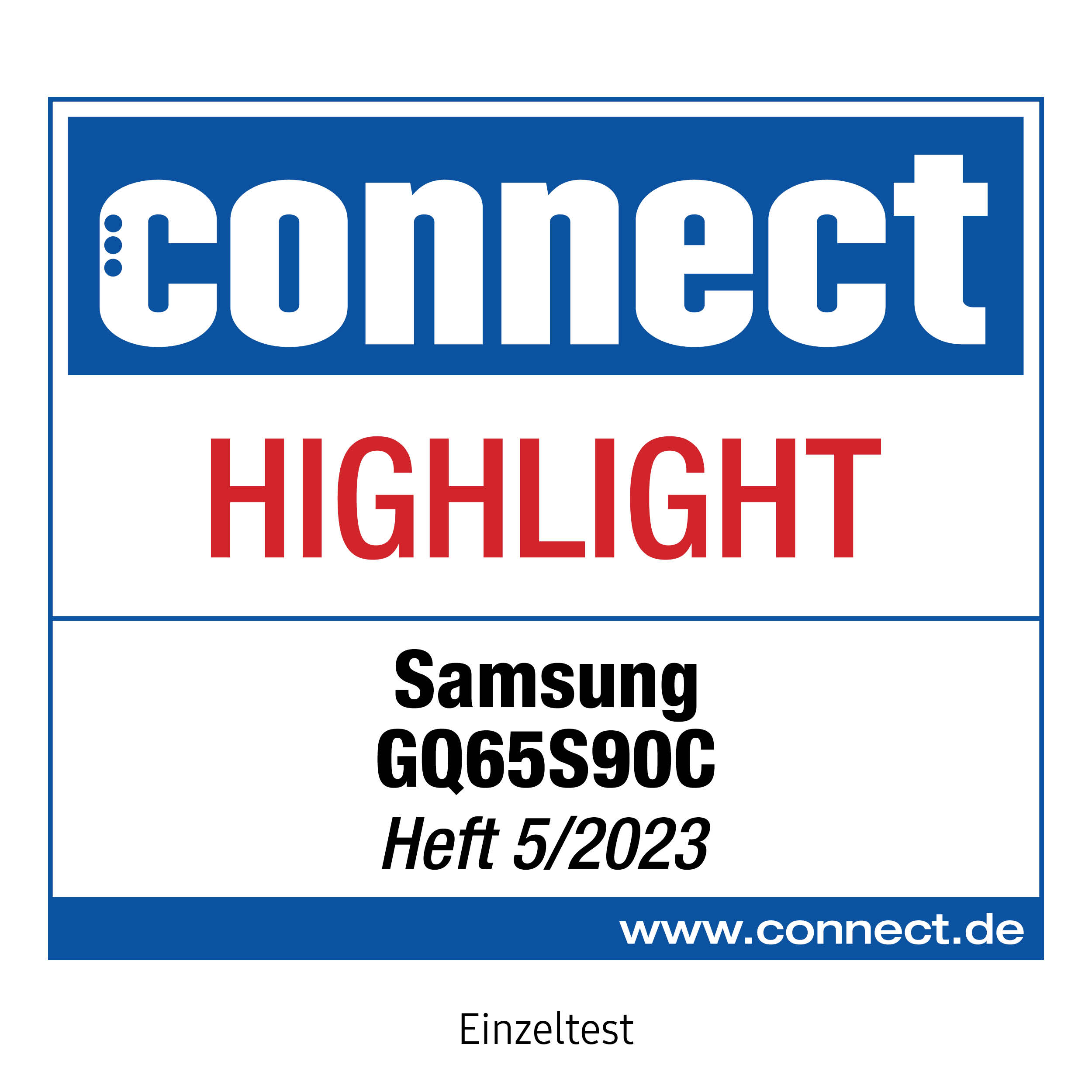 Connect Bewertung: Samsung GQ65S90C, Highlight, Heft 5/2023.