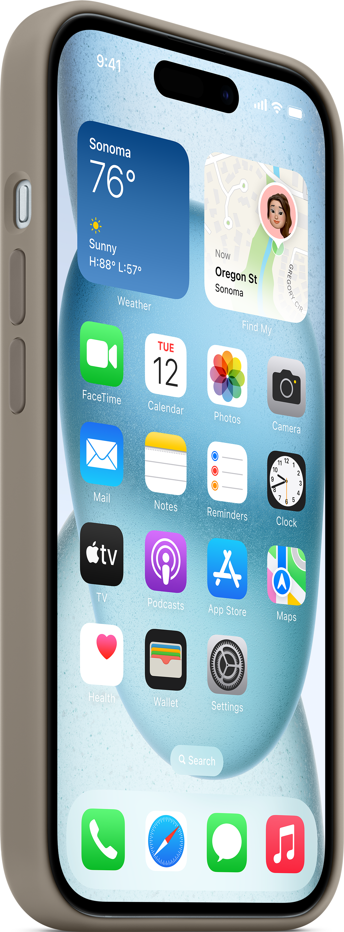 APPLE Étui en silicone avec MagSafe, Manches, Apple, iPhone 15, Brun argile