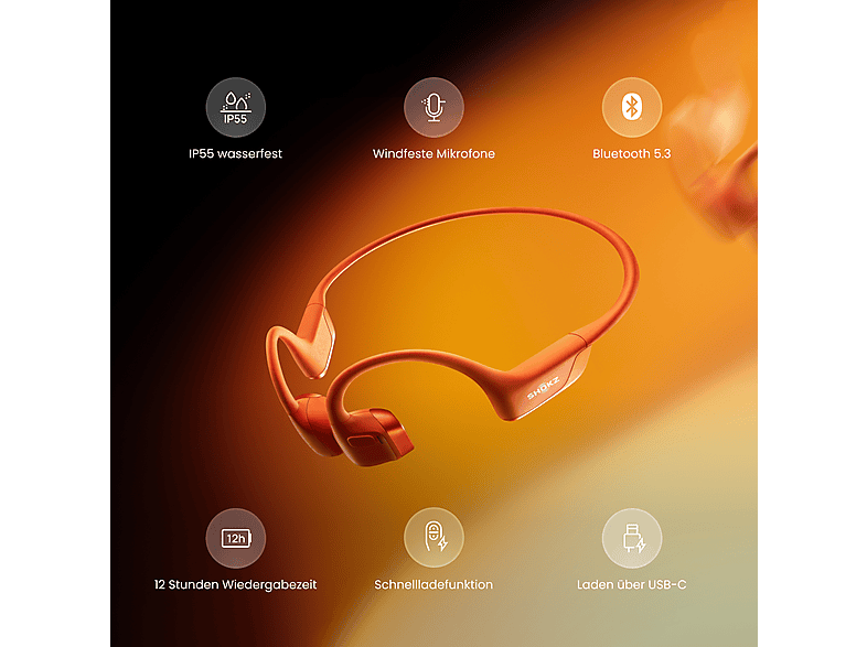 Shokz OpenRun Pro 2, Open-ear Bluetooth Kopfhörer, Orange — Foto 4 von 5