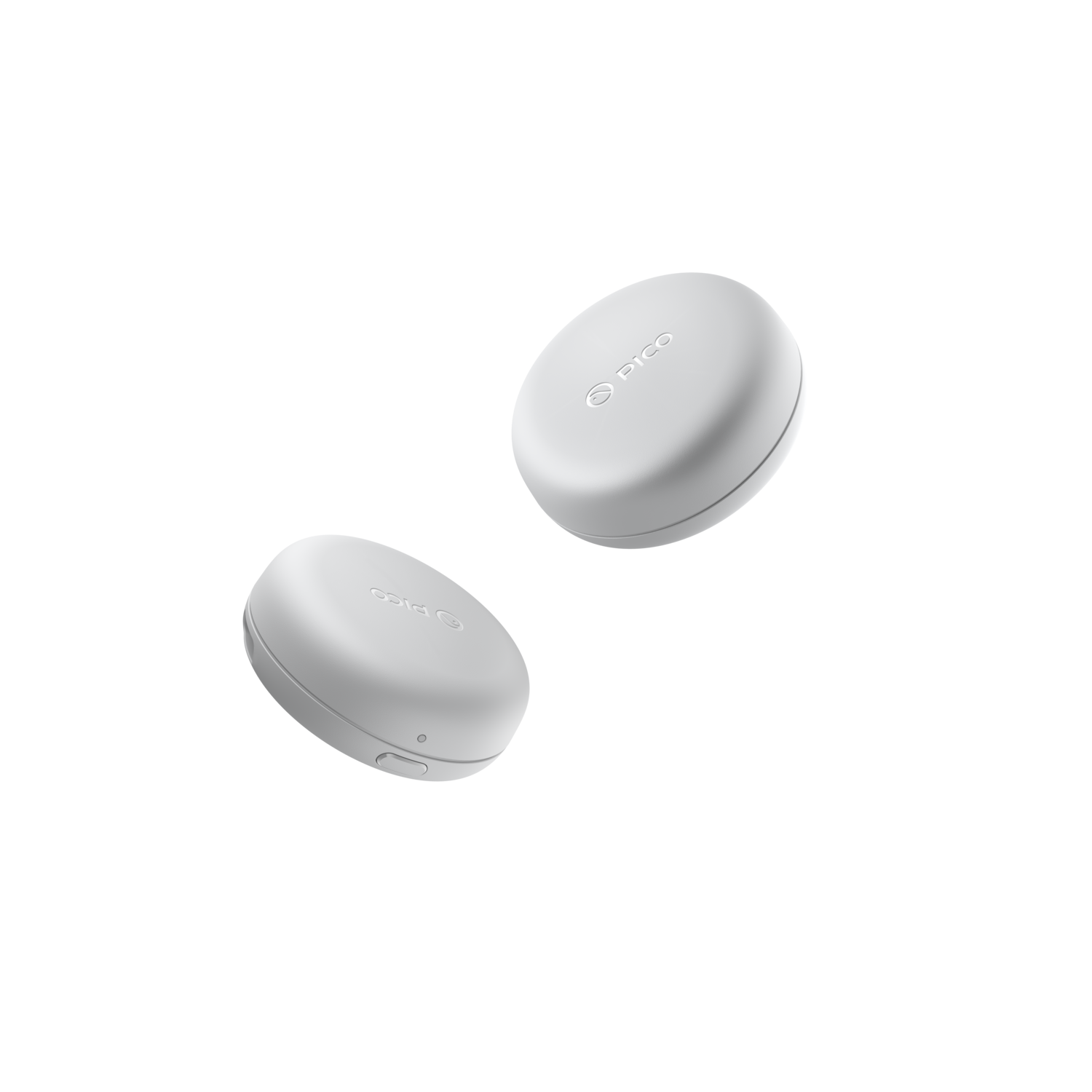 Two white, oval-shaped Pico devices on a black background.