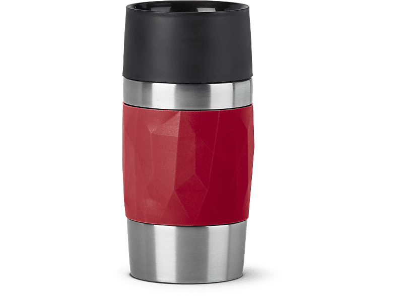 Taza térmica - Tefal N2160410, 0.3 l, Funda de silicona, Acero inoxidable, Rojo