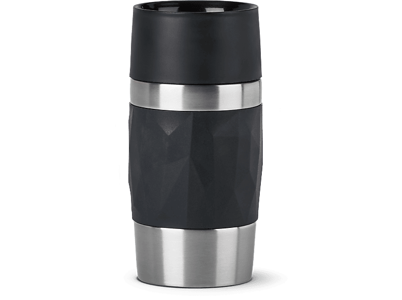 Taza térmica - Tefal N2160110, 0.3 l, Funda de silicona, Acero inoxidable, Negro