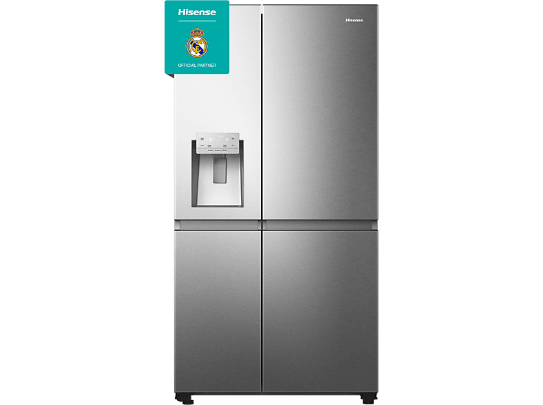 REACONDICIONADO Seminuevo Excelente Frigorífico americano - Hisense RS818N4TIE1, No Frost, 179 cm, 636 l, WI-FI, Dispensador Agua & Hielo, Inox