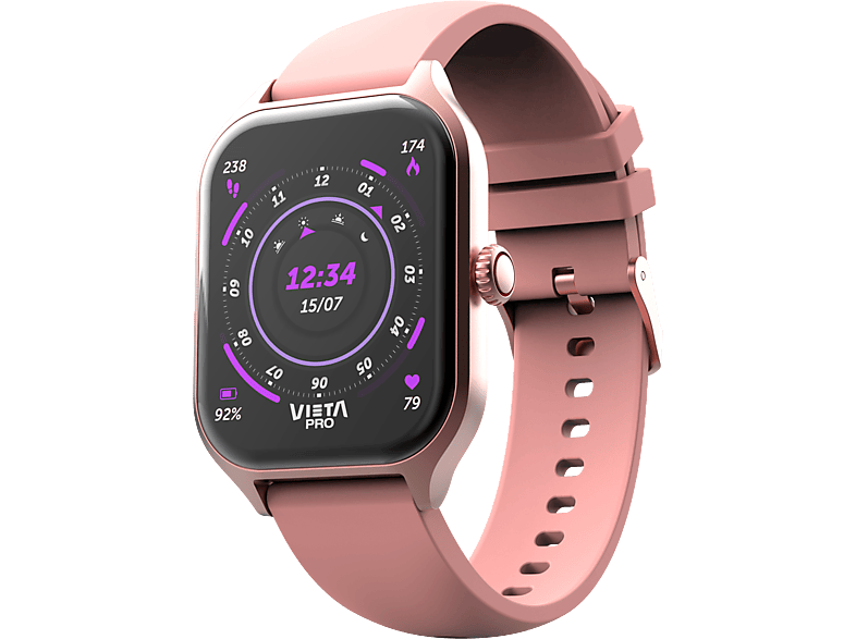 Smartwatch - Vieta Pro Go 3, 250 x 20 , Aleación de zinc, Hasta 7 días autonomía, Rosa