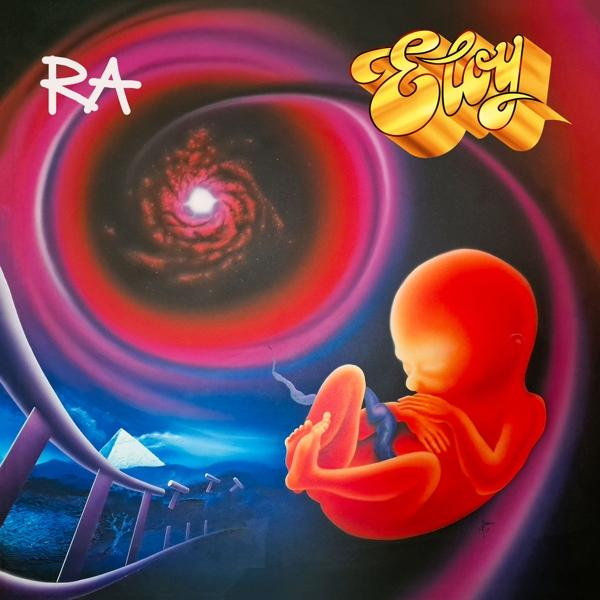 Albumcover mit einem roten Fötus in einer wirbelnden Galaxie und einem DNA-Strang.
