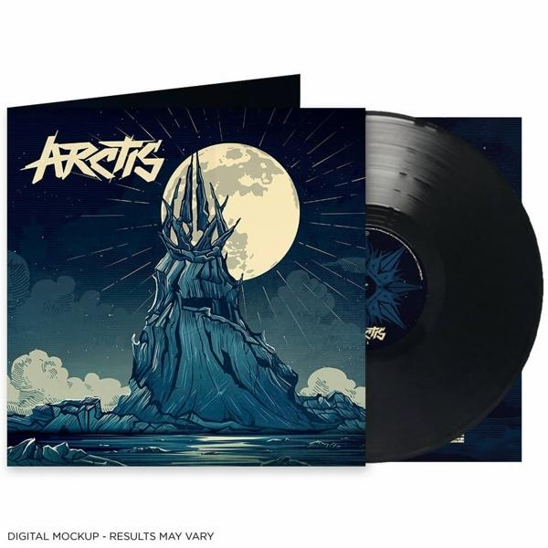 Albumcover mit Mond über einem Berg.