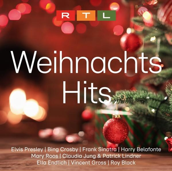 CD-Cover mit Weihnachtsmotiv. Rote Kugeln, grüner Baum und Text: Weihnachts Hits.