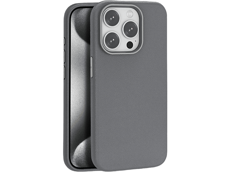 PIILI Iphone 15 Pro Leather Magsafe Telefon Kılıfı Gri_0