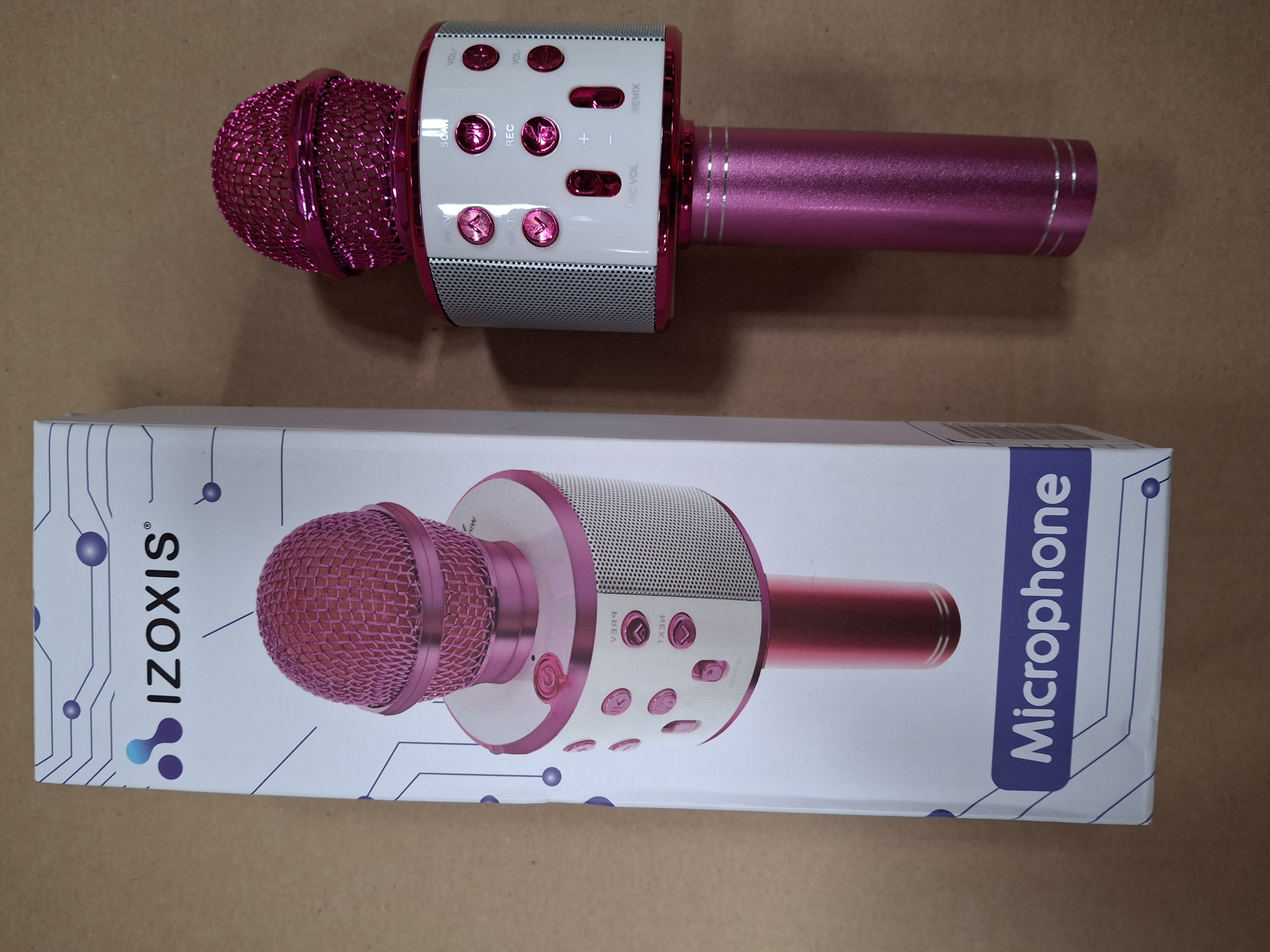 OUTLET - Mikrofon karaoke IZOXIS Różowy Bluetooth, Głośnik