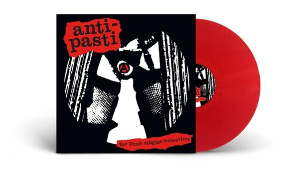 Piros bakelit lemez fekete albumban. Az album címe: 'Antipasti - The Punk Singles Collection'.