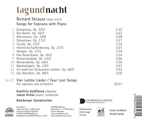 CD-Rückseite mit Richard Strauss Liedern, Titeln, Längen und Interpreten.