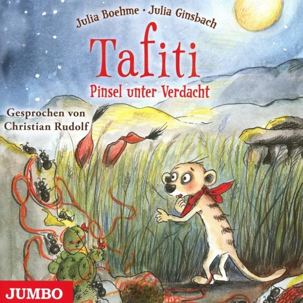 Buchcover für Tafiti mit einem Erdmännchen, Ameisen und einem Kaktus.