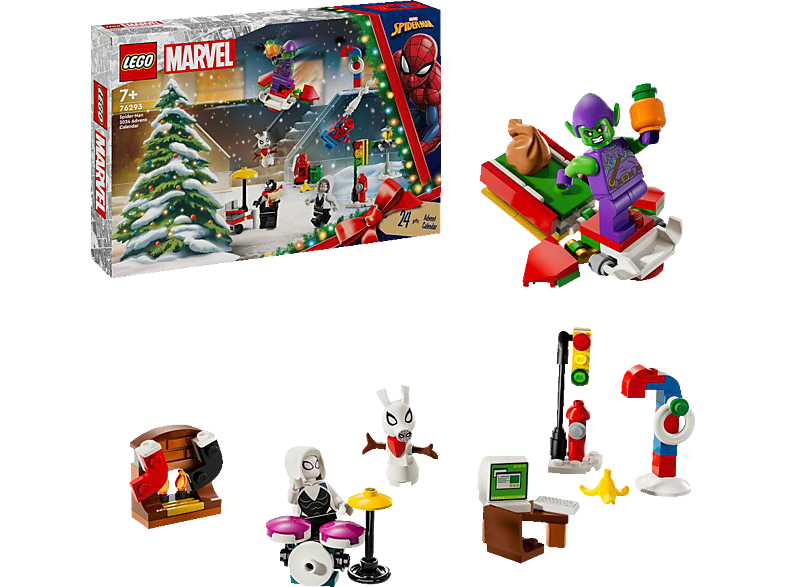 LEGO Super Heroes 76293 Spider-Man Adventskalender 2024 Bausatz, Mehrfarbig Kunststoff