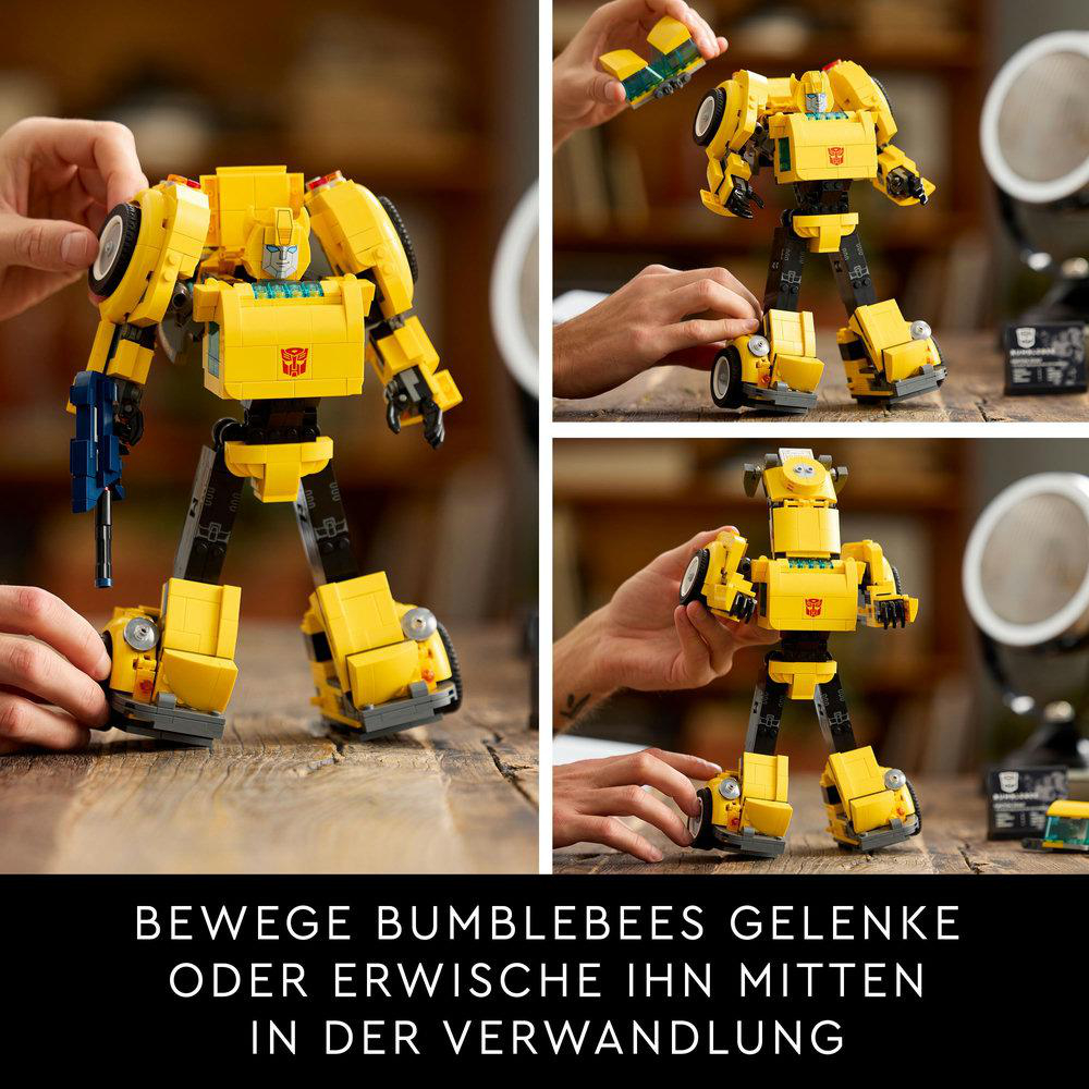LEGO Bumblebee Transformer, Hände montieren und Posen zeigen.