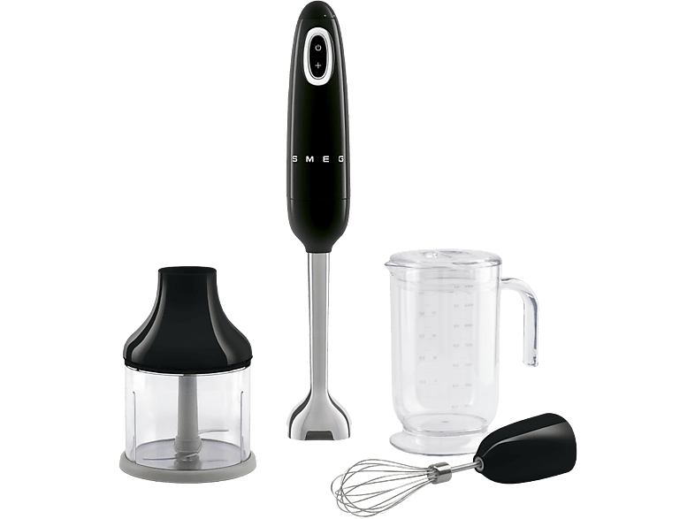 Smeg HBF 03 BLEU Retro Style Stabmixer Set (Schwarz, 700 Watt, 1.4 l)
