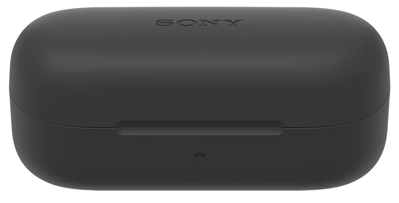Fekete Sony fülhallgató tok. A SONY szó a tok tetején van nyomtatva.