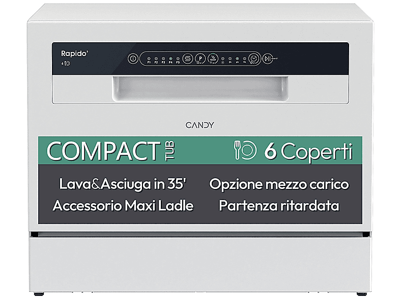 Candy CP 6E51Lw Lavastoviglie, 55 cm, Classe E