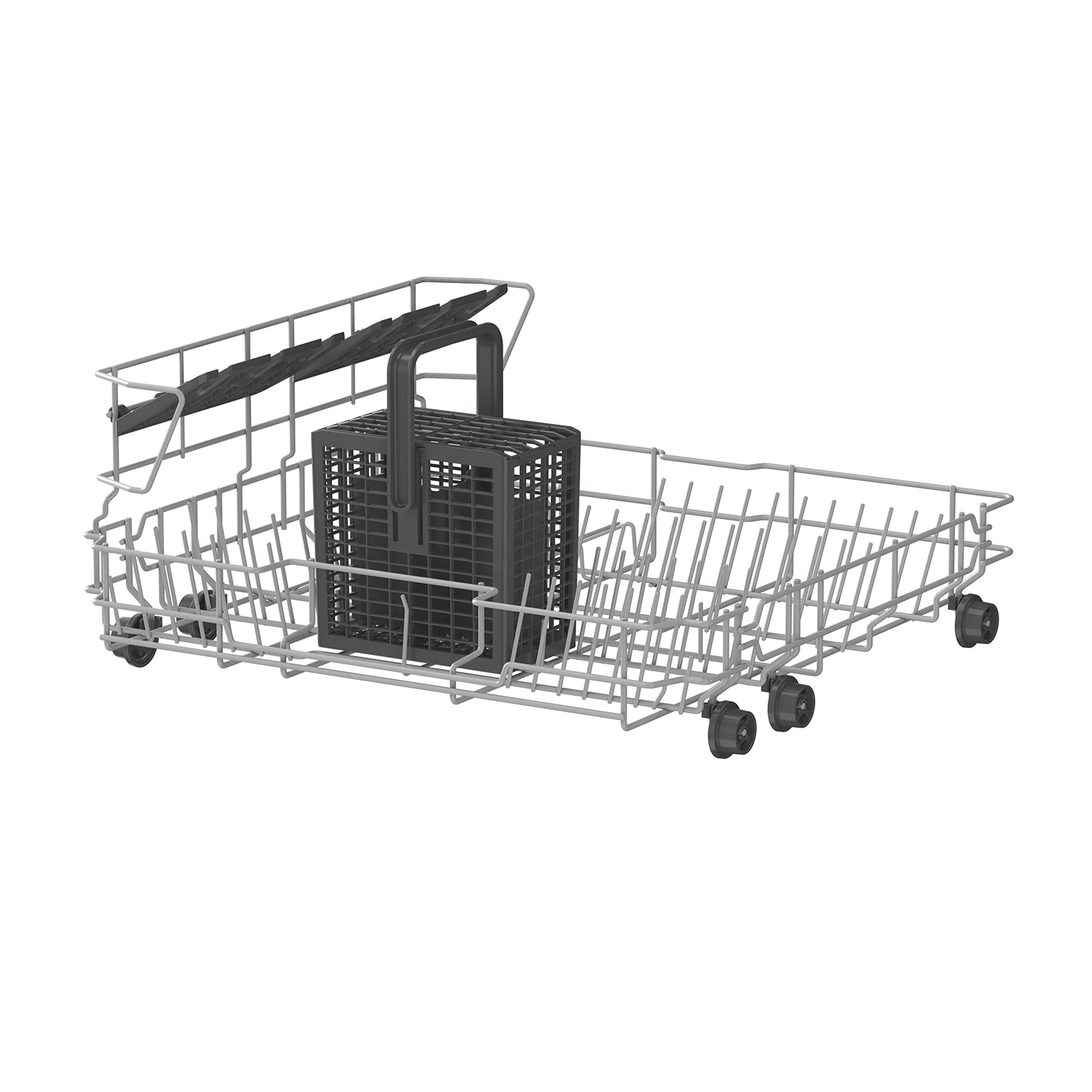 Cestello lavastoviglie rimosso. Contiene il cestello inferiore e un cestello per posate.