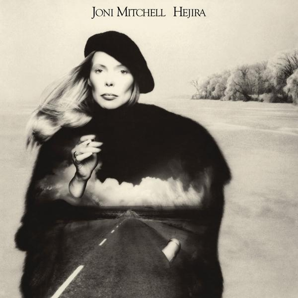 Joni Mitchell album borító. Portré, út és tájkép téli éggel.